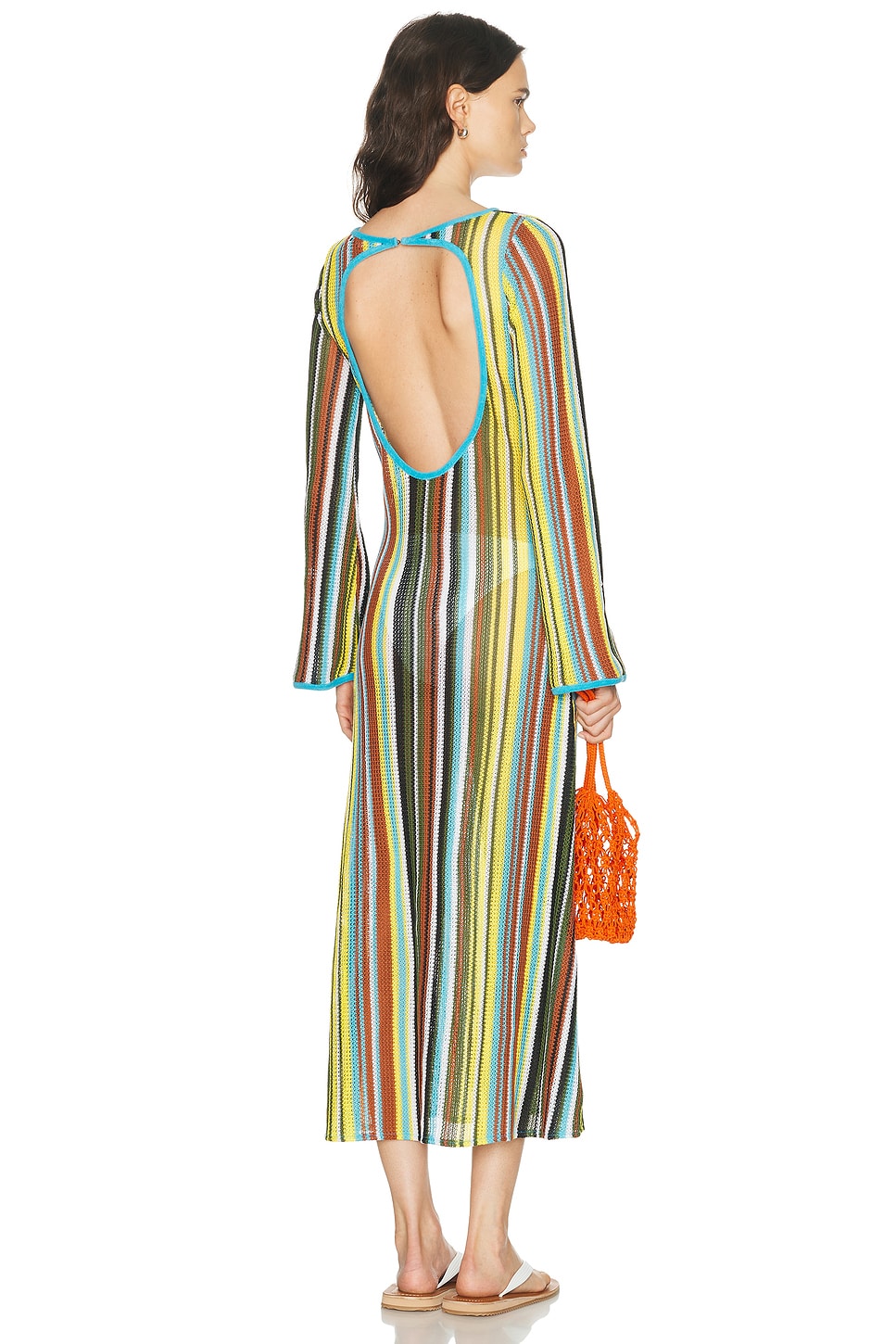Staud KLEID LORENA in Skate Stripe - Brown,Blue. S also in