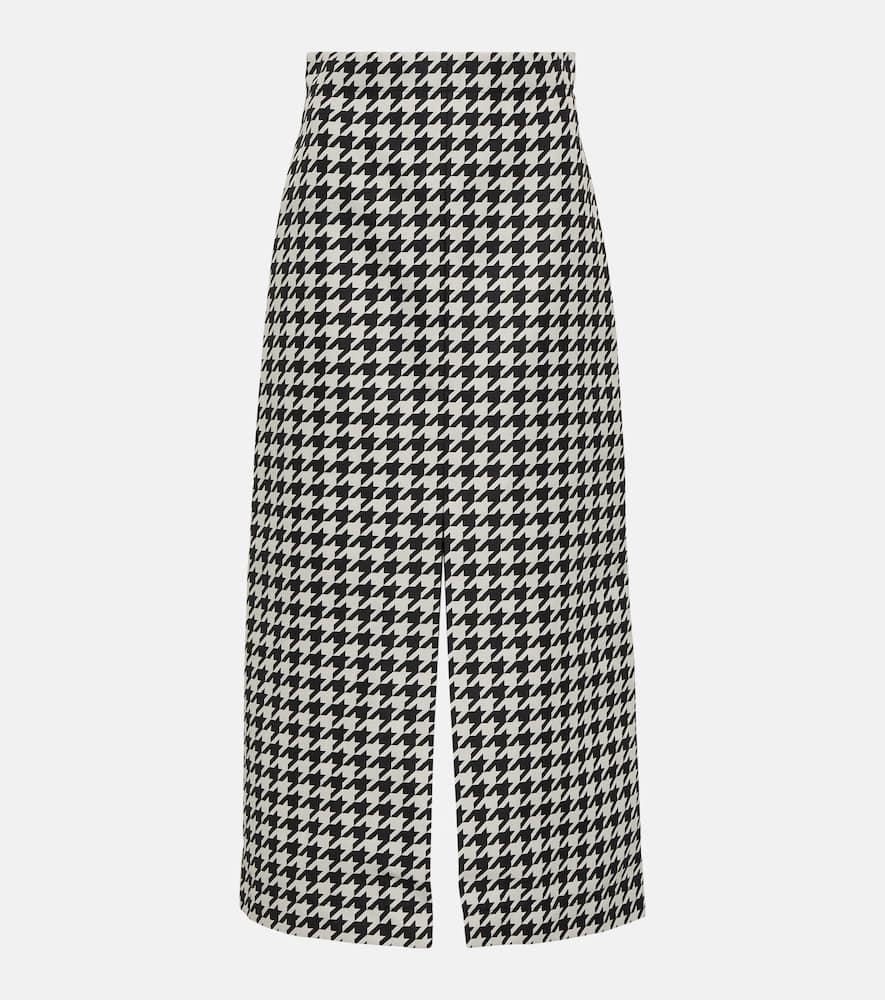 Houndstooth twill maxi skirt