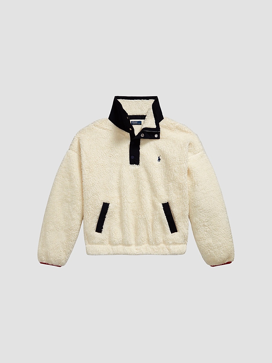 Women's Faux Sherpa Bomber Sweatshirt - Clubhouse Cream Multi