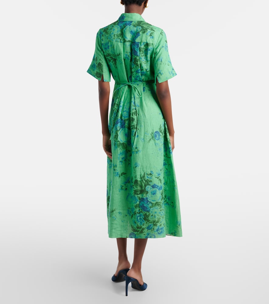 Floral linen shirt dress