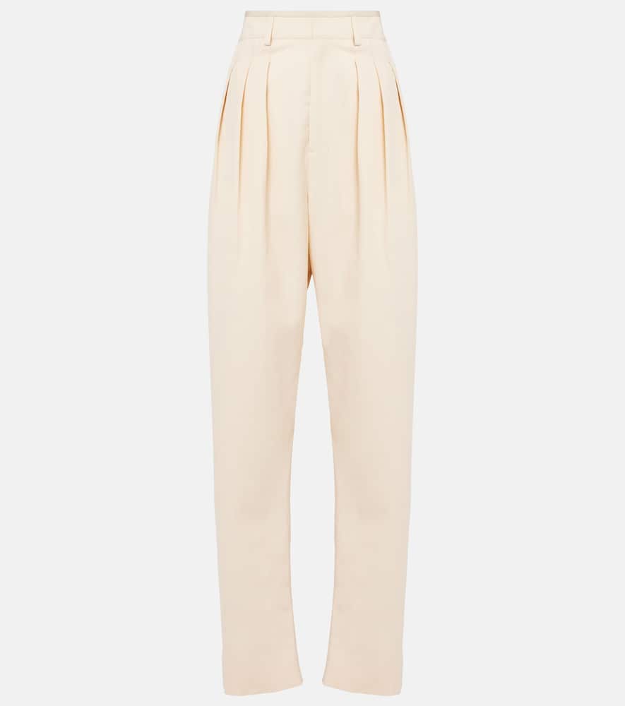 Wool-blend gabardine tapered pants