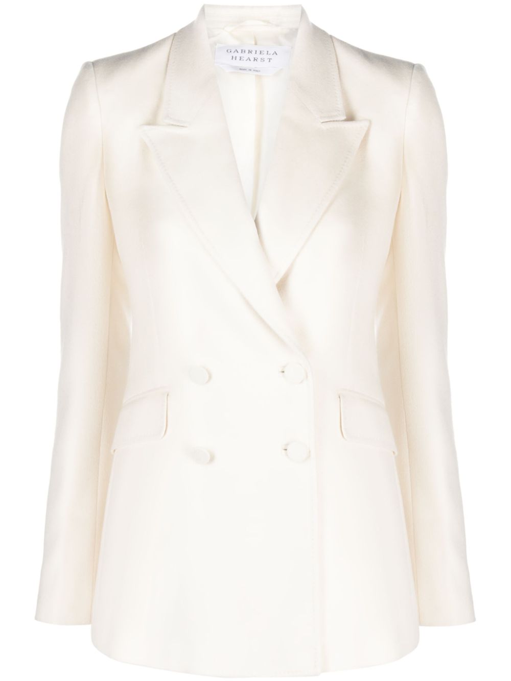 Double-breasted silk blazer - Neutrals