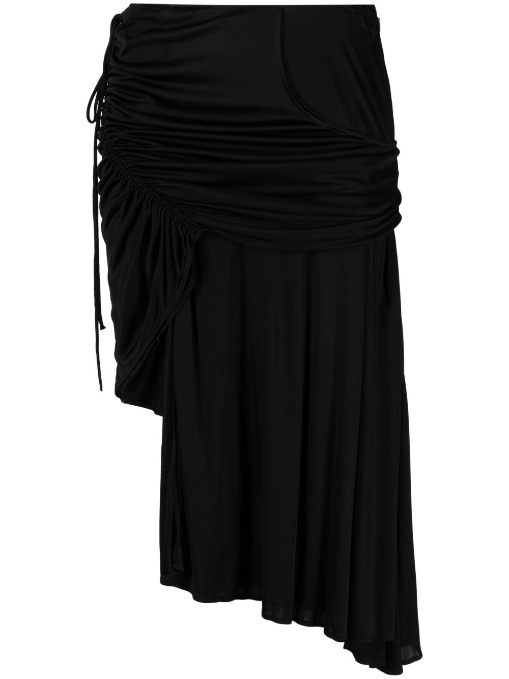 Low-rise pleated asymmetric skirt - Black