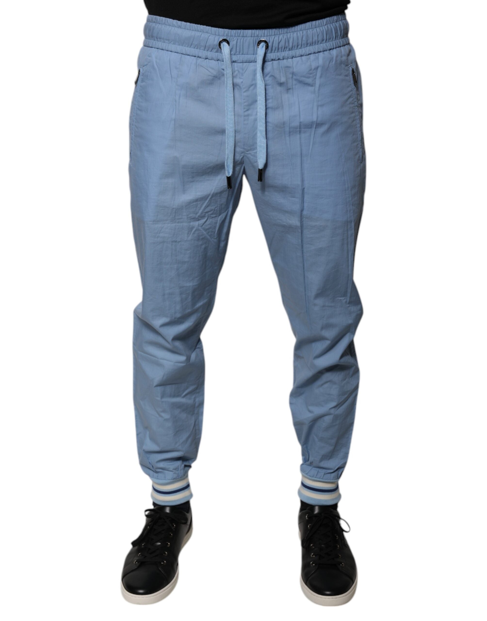 Cotton Drawstring Joggers — Blue