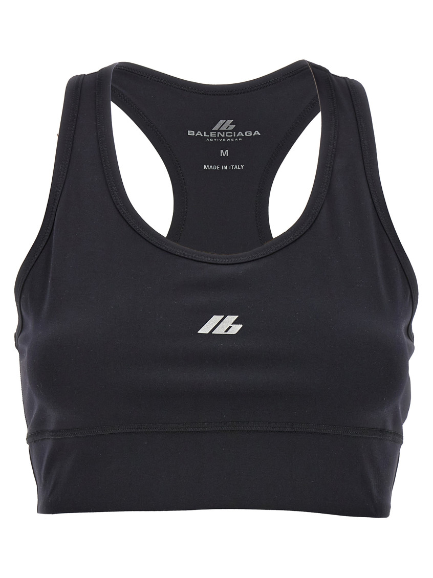 Black Stretch Nylon Crop-top