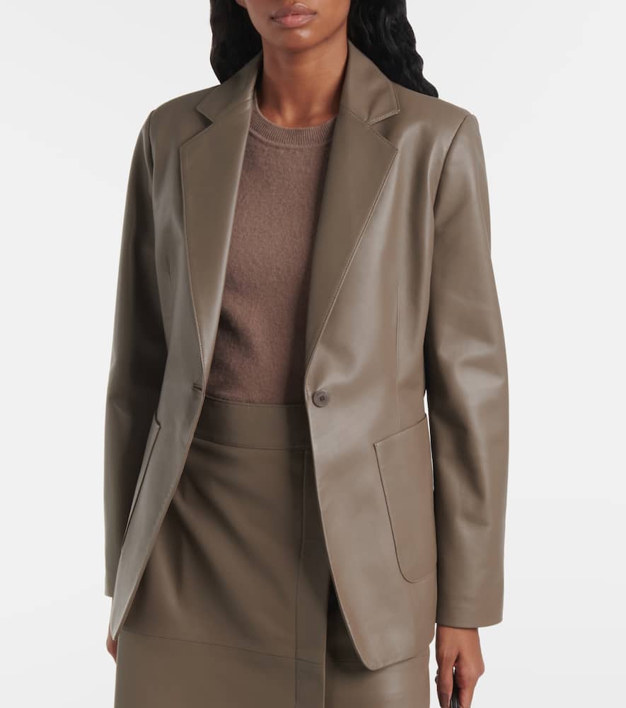 Leather single-breasted blazer