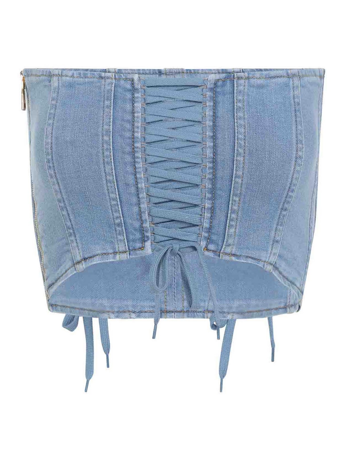 Elisabetta Franchi - denim corset top strapless lace up