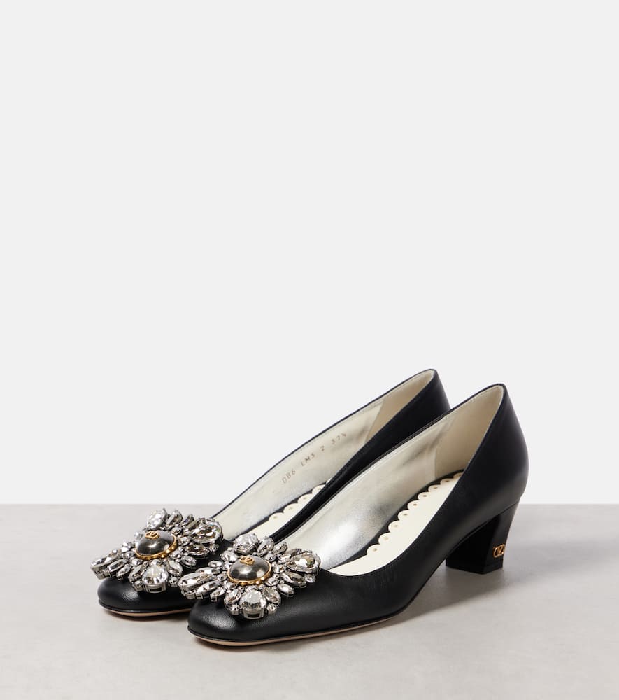 Valentino Garavani Embellished 45 leather pumps