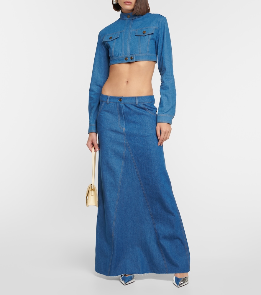 Pilla low-rise denim maxi skirt