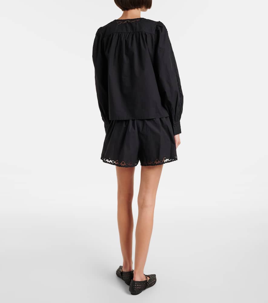 Kady lace-trimmed cotton blouse