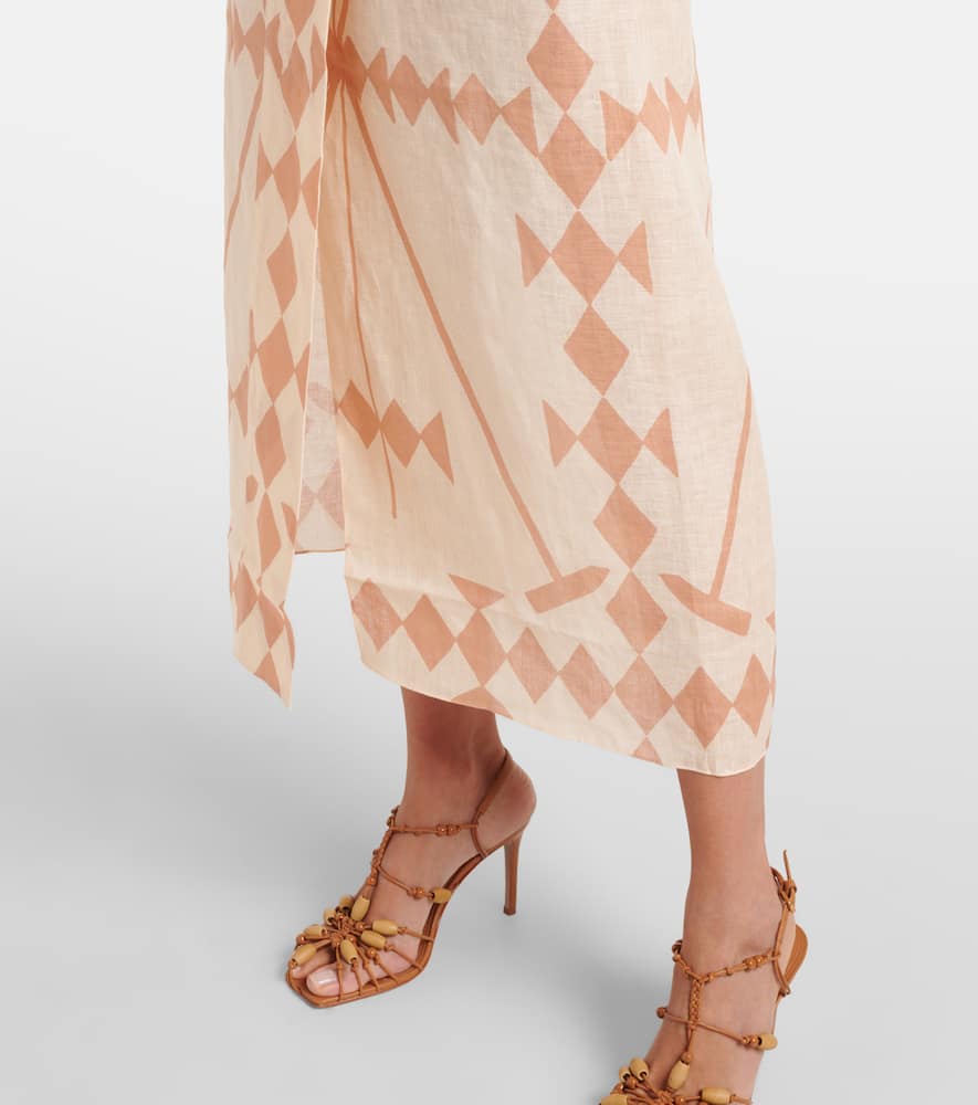 Printed linen maxi dress