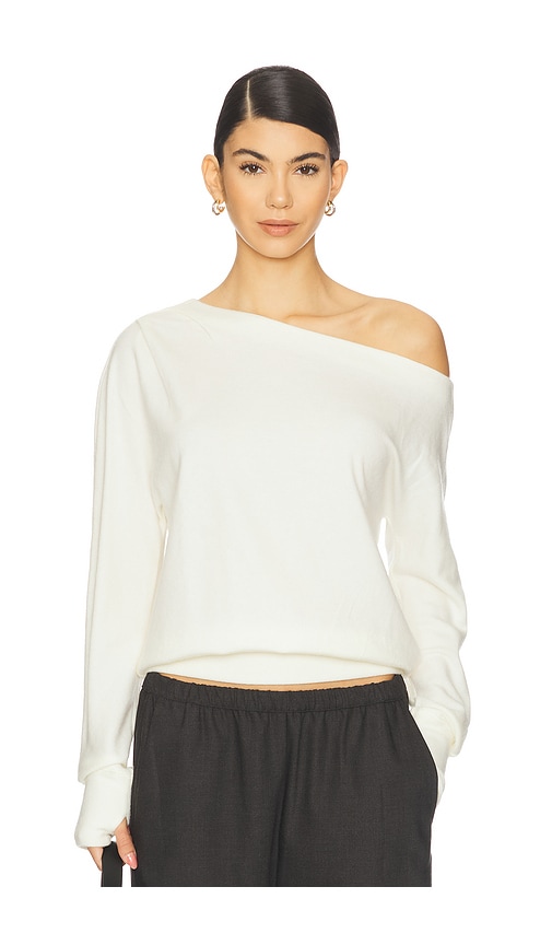 Bobi Asymmetrical Thumbhole Top in Cream. - XL also in L, M