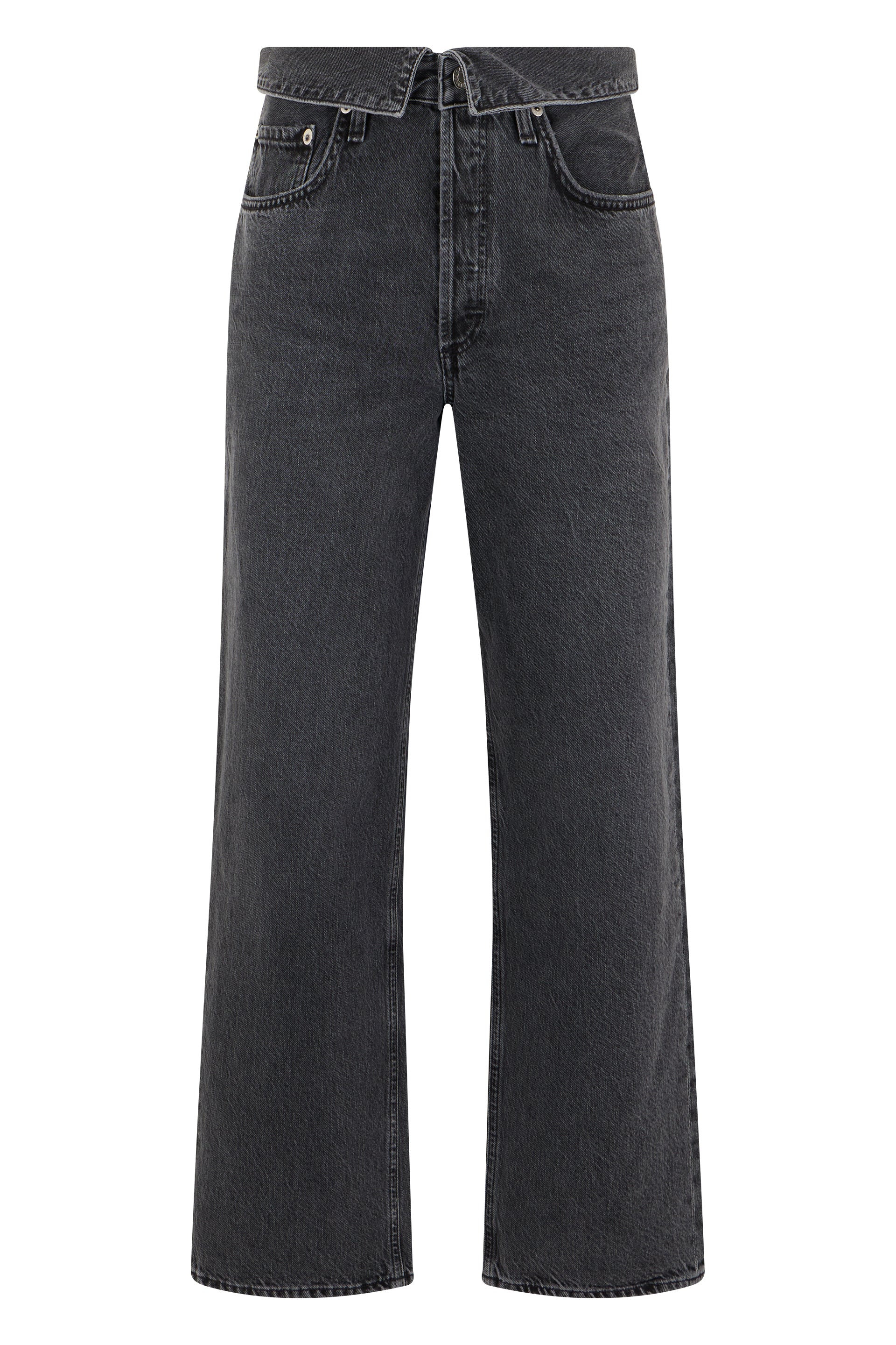 Cotton Straight-Leg Jeans — Black