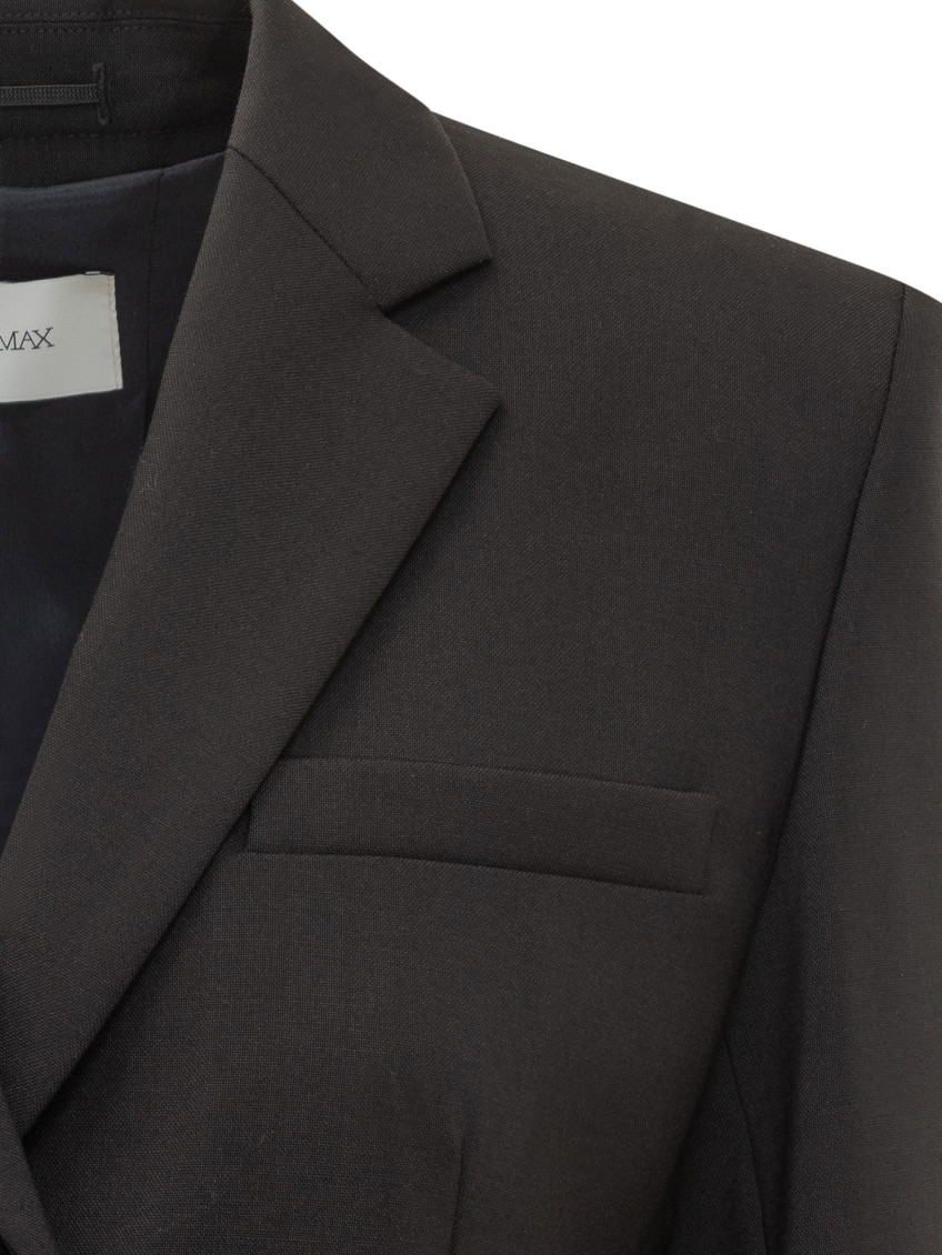 Black Solid Notched Lapel Blazer