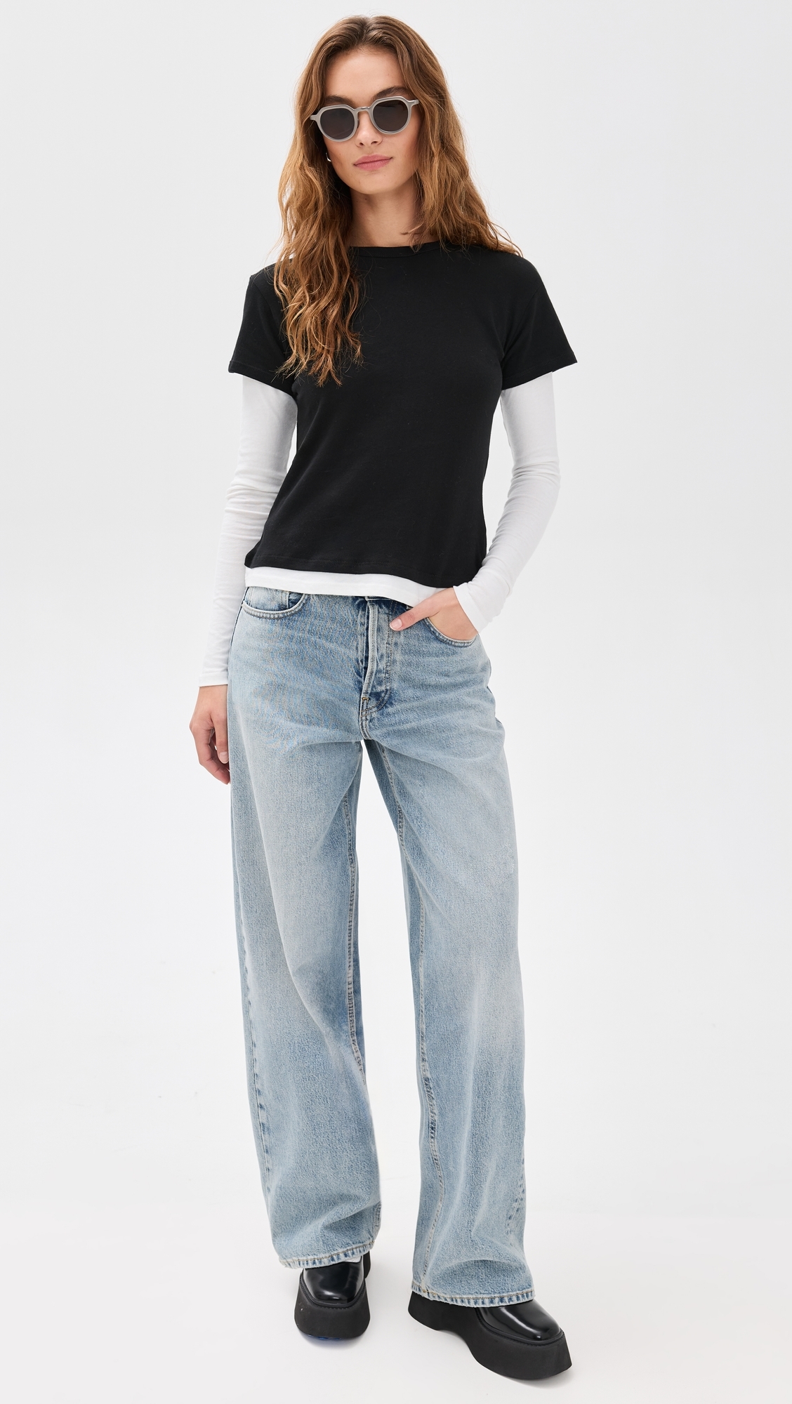 Rory Layered Long Sleeve Black and White