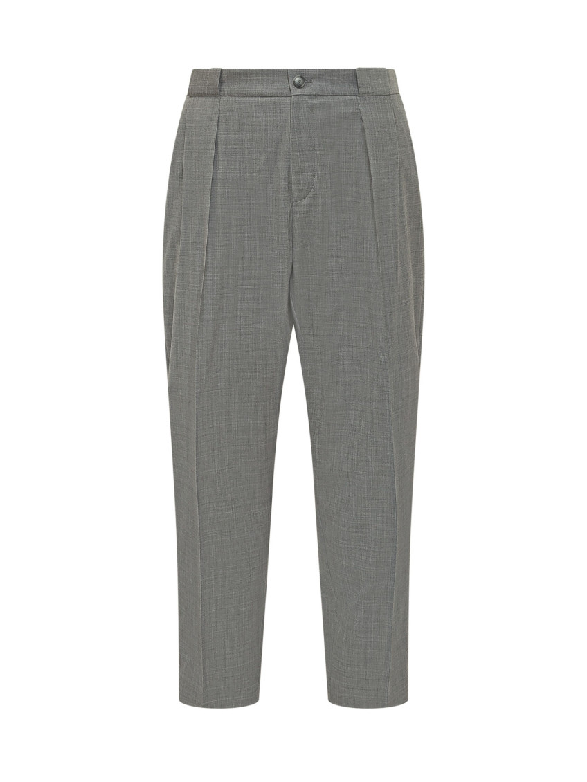 Grey Tapered Pleated Pants