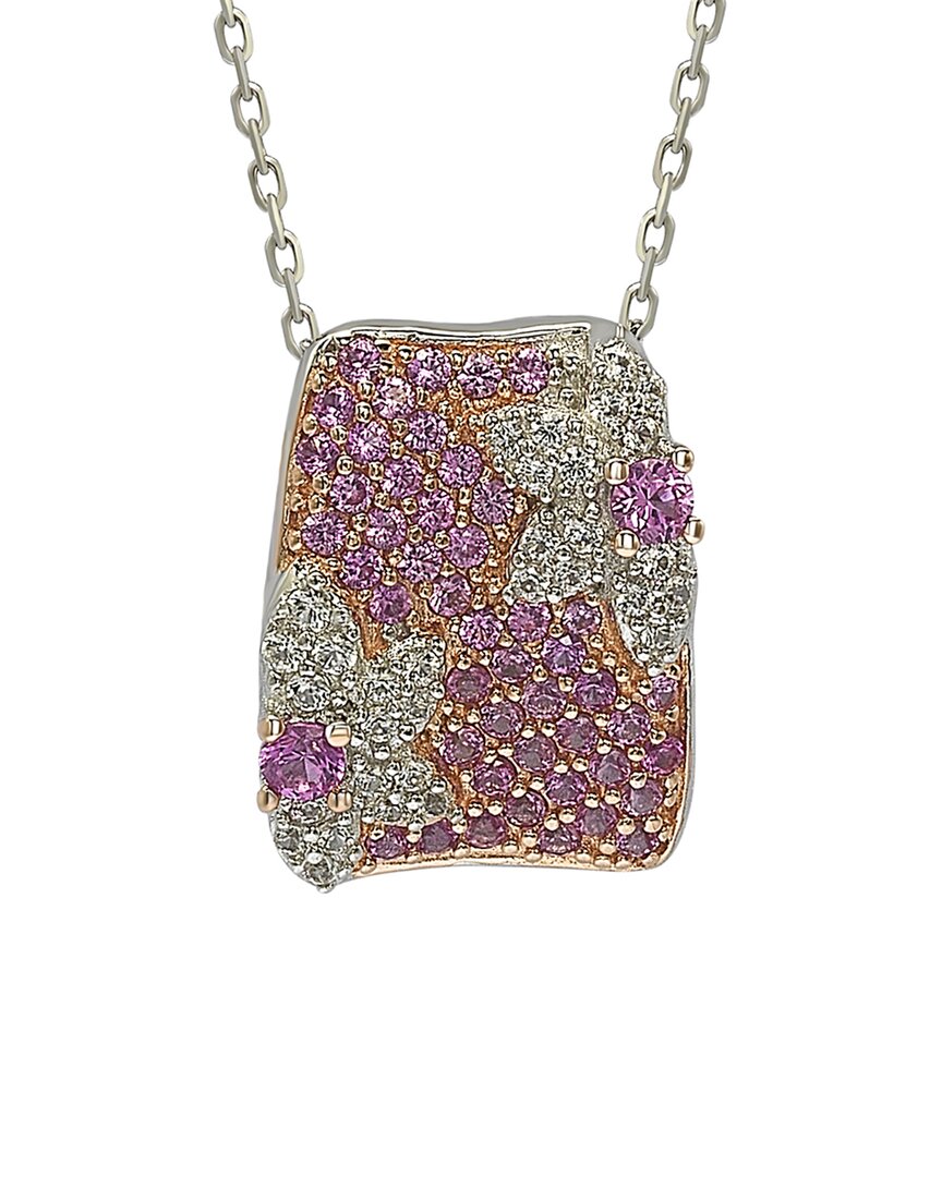 Silver 0.02 Ct. Tw. Diamond & Sapphire Pendant Necklace