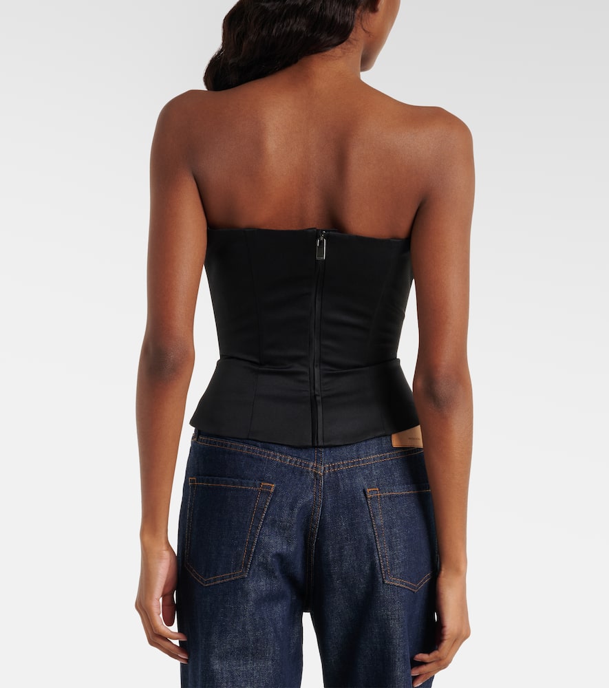 Ruffled wool and silk bustier top