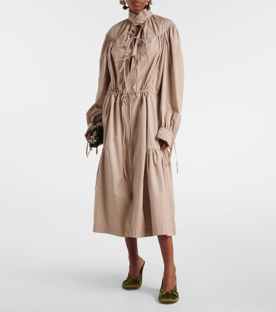 Ruffled cotton shirt dress