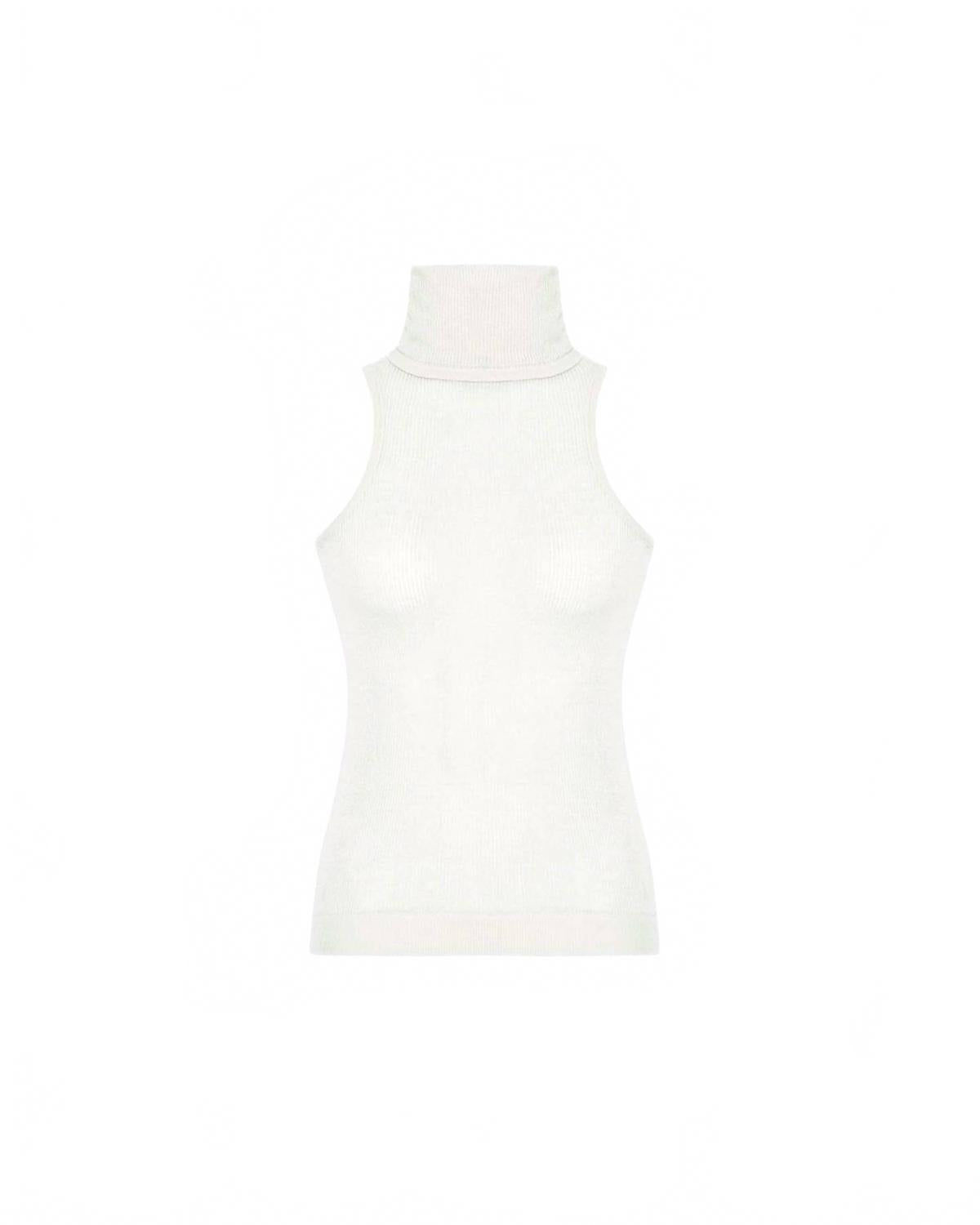 Women's Nomia Sheer Knit Sleeveless Turtleneck Top In Ivory
