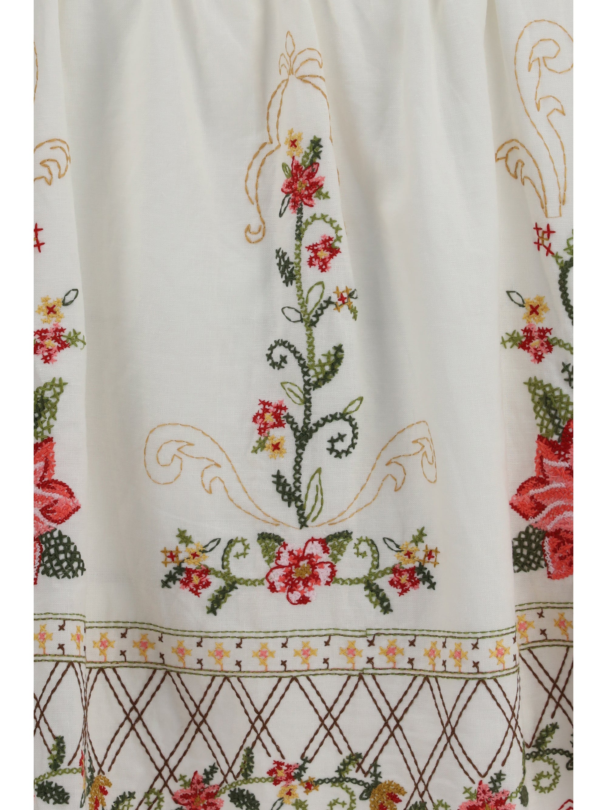 Embroidered Linen-Viscose Blouse — White