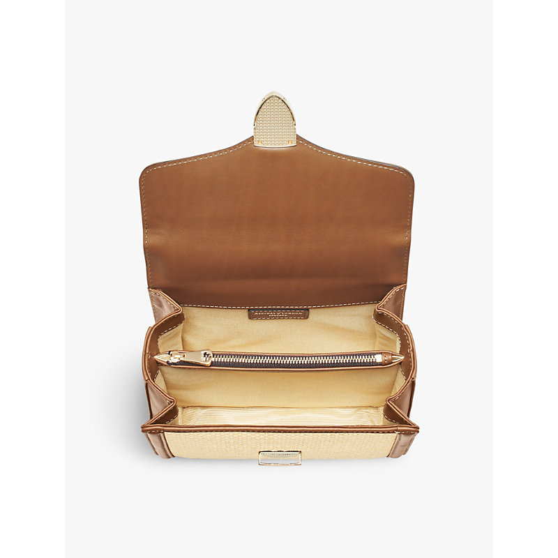 Womens Mayfair Midi Contrast-Weave Leather Shoulder Bag