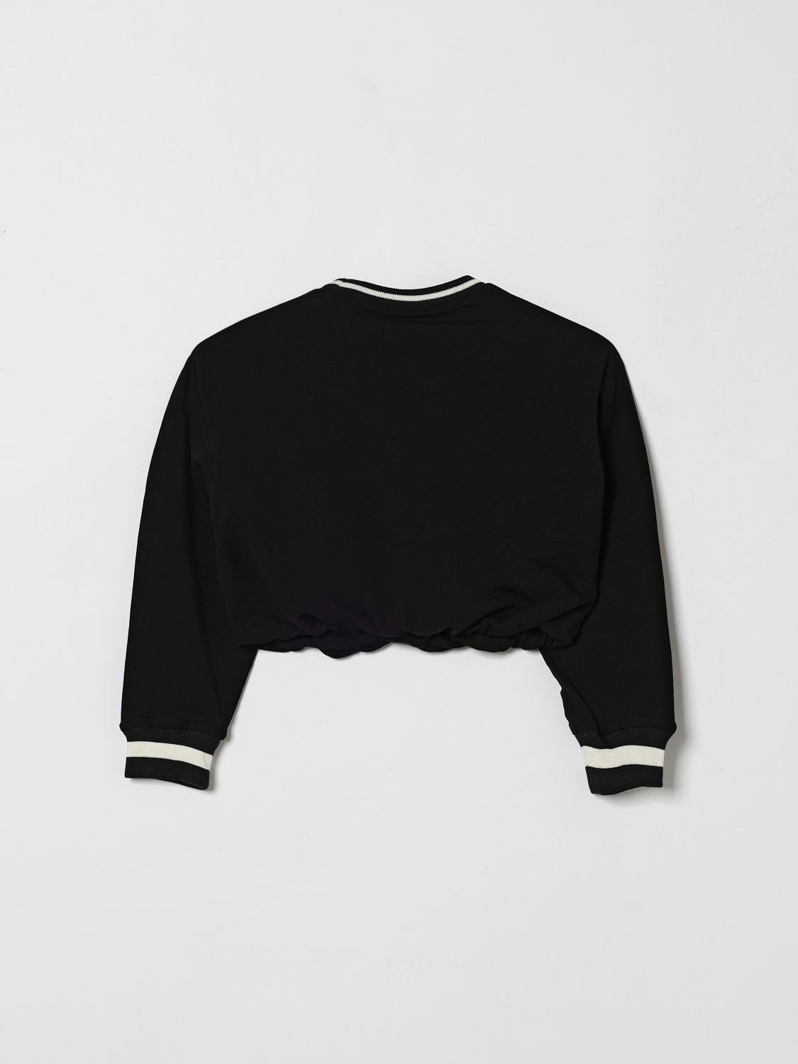 Girl's Cropped Jersey Jumper with Contrast Logo Print