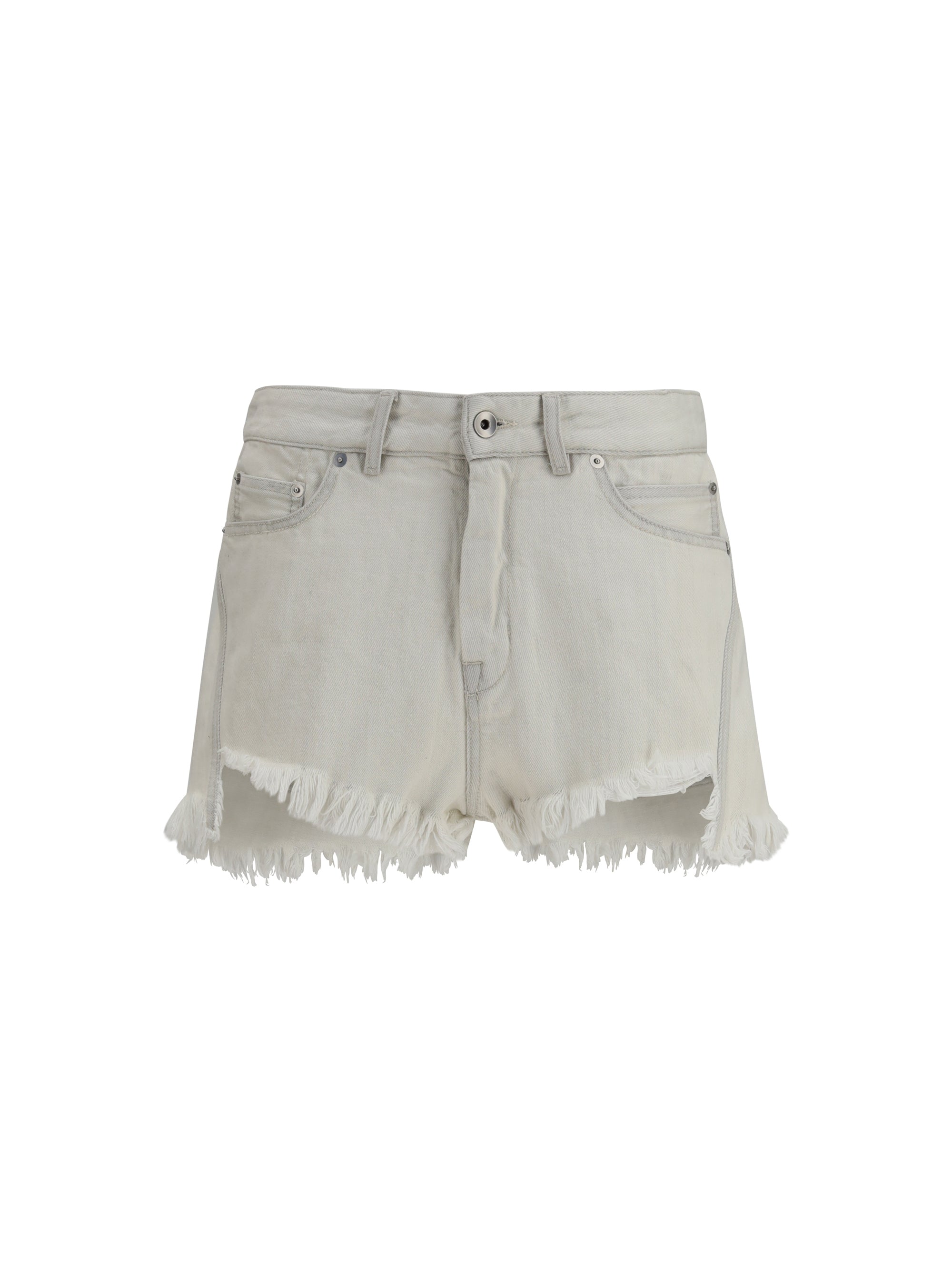 Raw-Cut Denim Denim Shorts — White