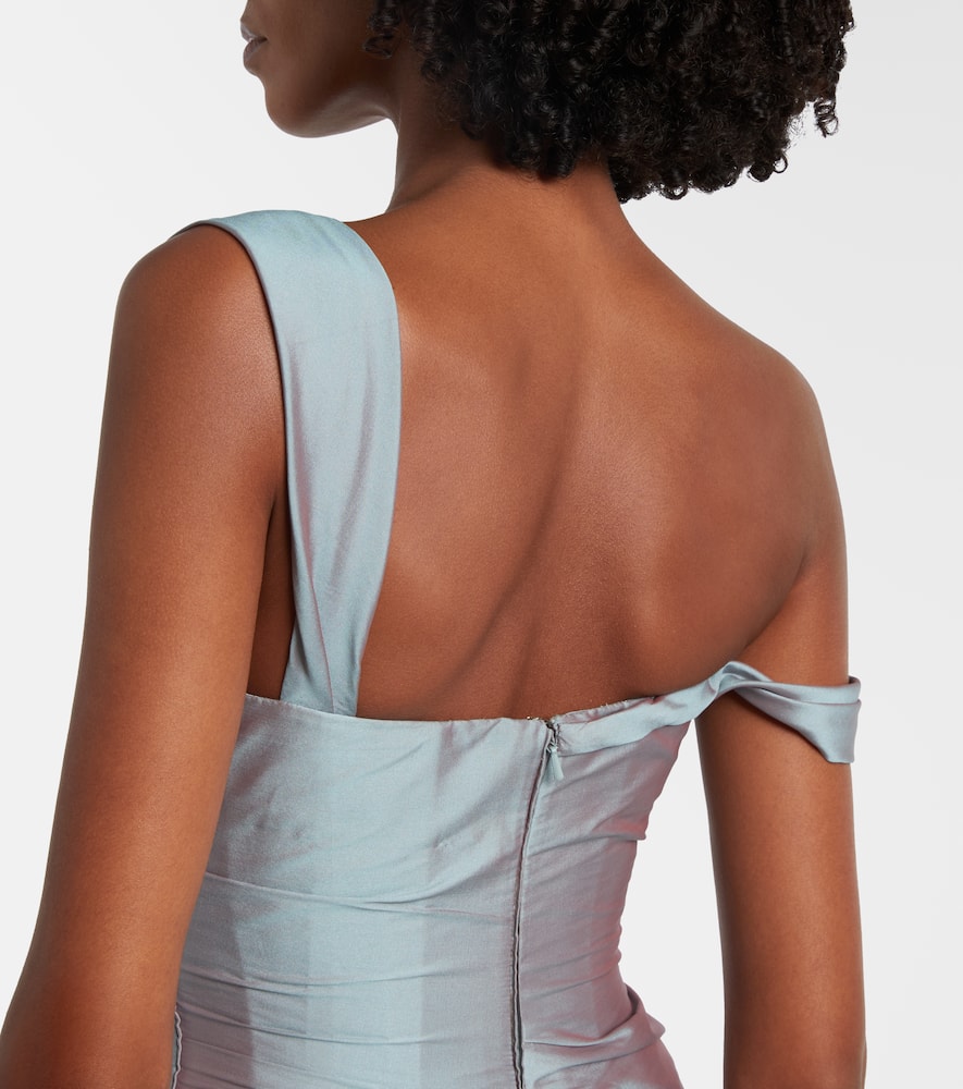 Asymmetric ruched gown
