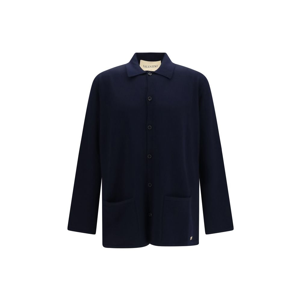 Merino Wool VLogo Cardigan — Navy