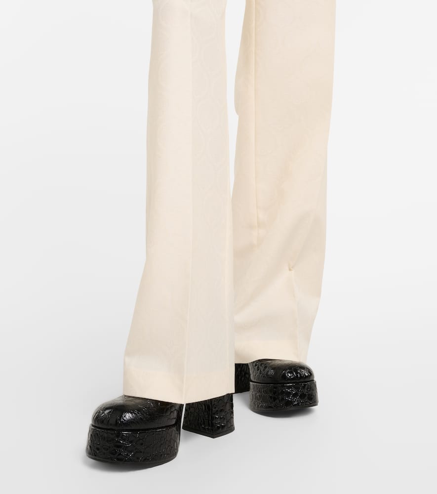 Cotton and wool straight pants