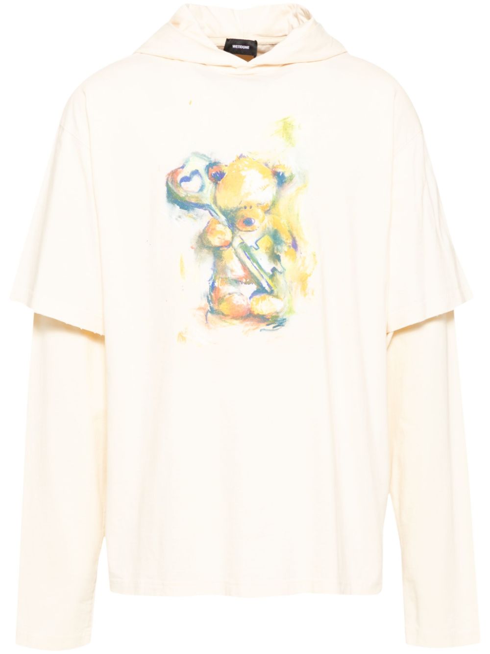 Teddy bear layered hoodie - Neutrals