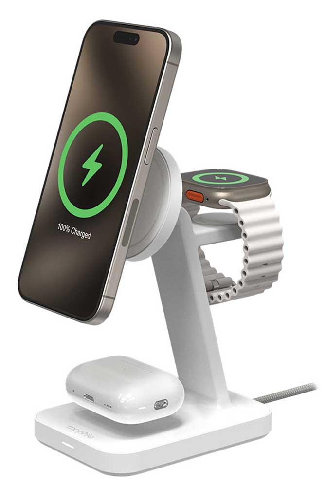 Snap Plus 3-in-1 Wireless Charge Stand in White