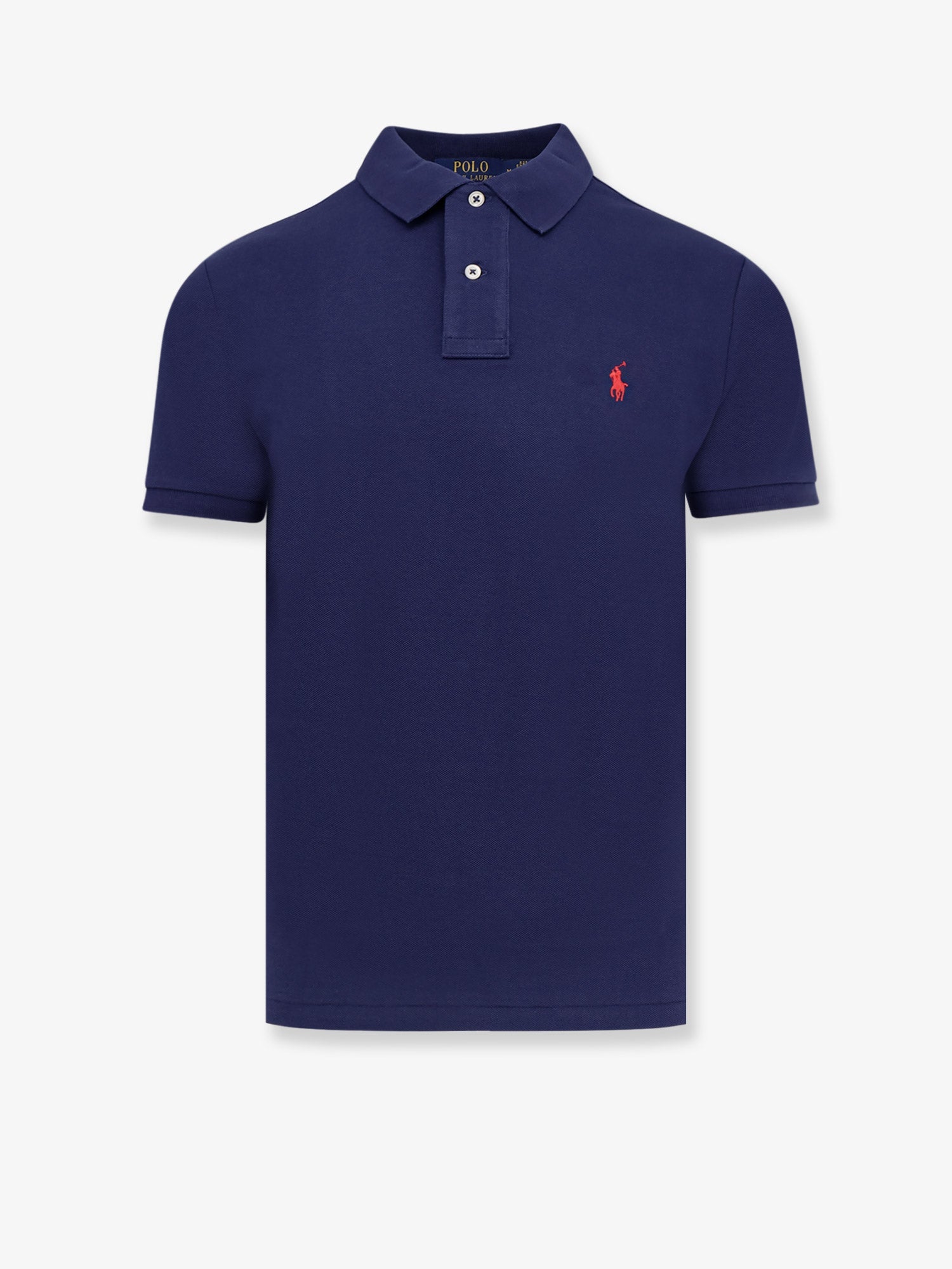 Embroidered Cotton Polo Shirt — Navy