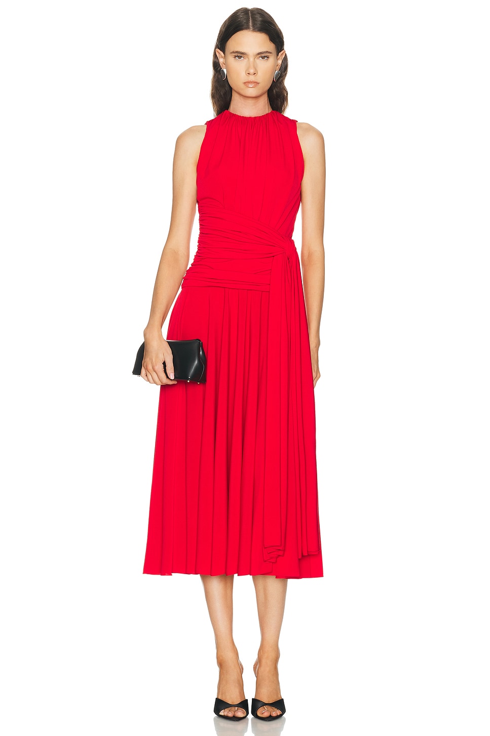 Brandon Maxwell Isadora Draped Jersey Dress in Red - Red. 0 also in