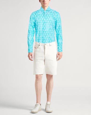 Man Shirt Turquoise Size 16 ½ Cotton, Elastane