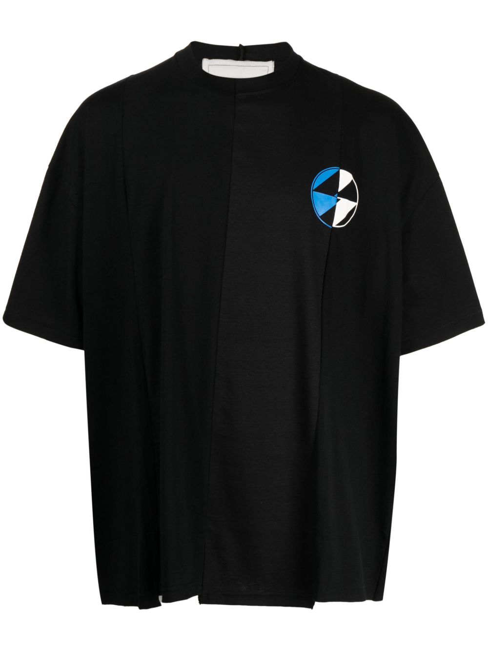 Logo-print panelled cotton T-shirt - Black
