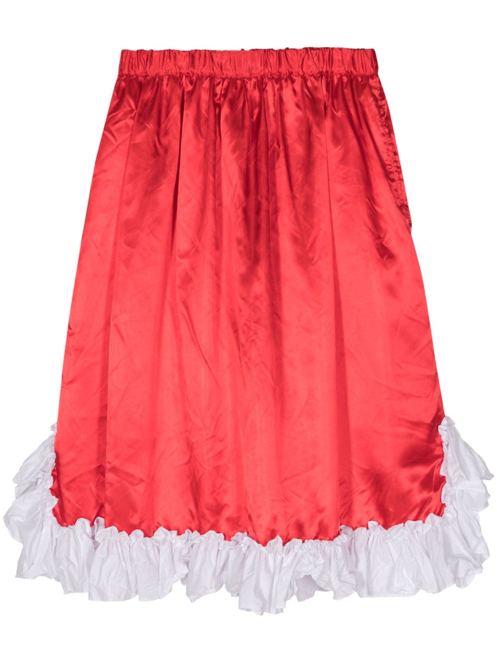 Ruffled-hem satin skirt - Red