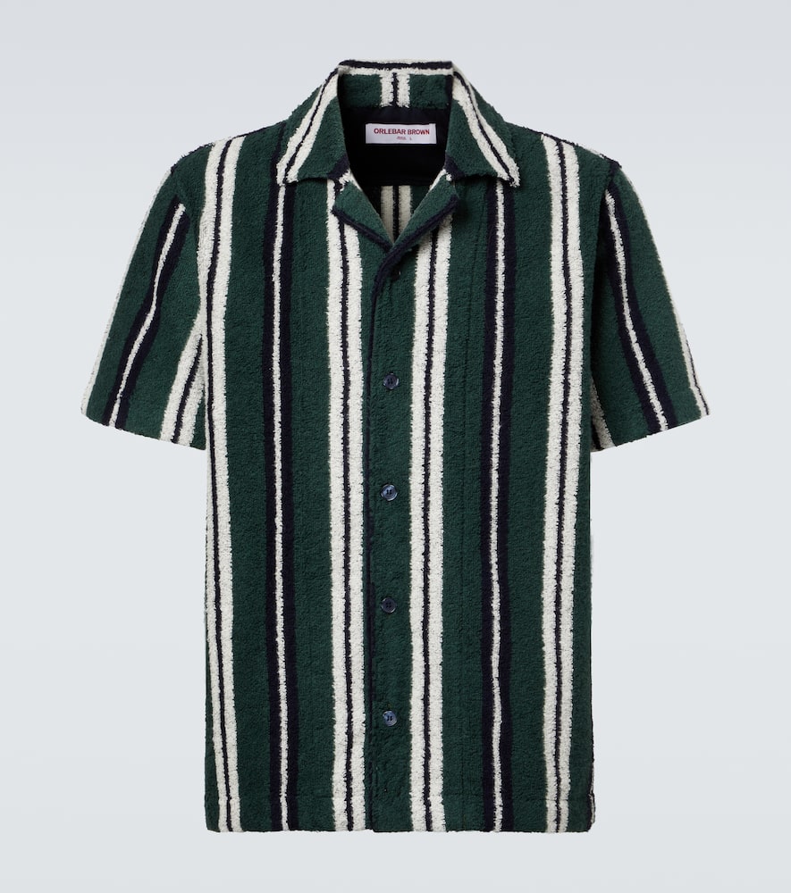 Griffith striped cotton-blend terry bowling shirt