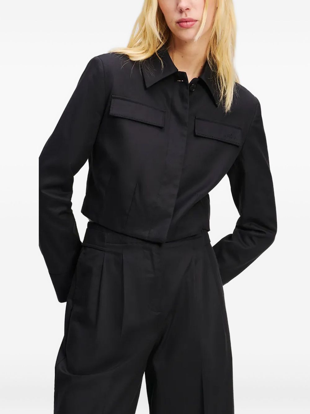 Pocket-detail cropped jacket - Black