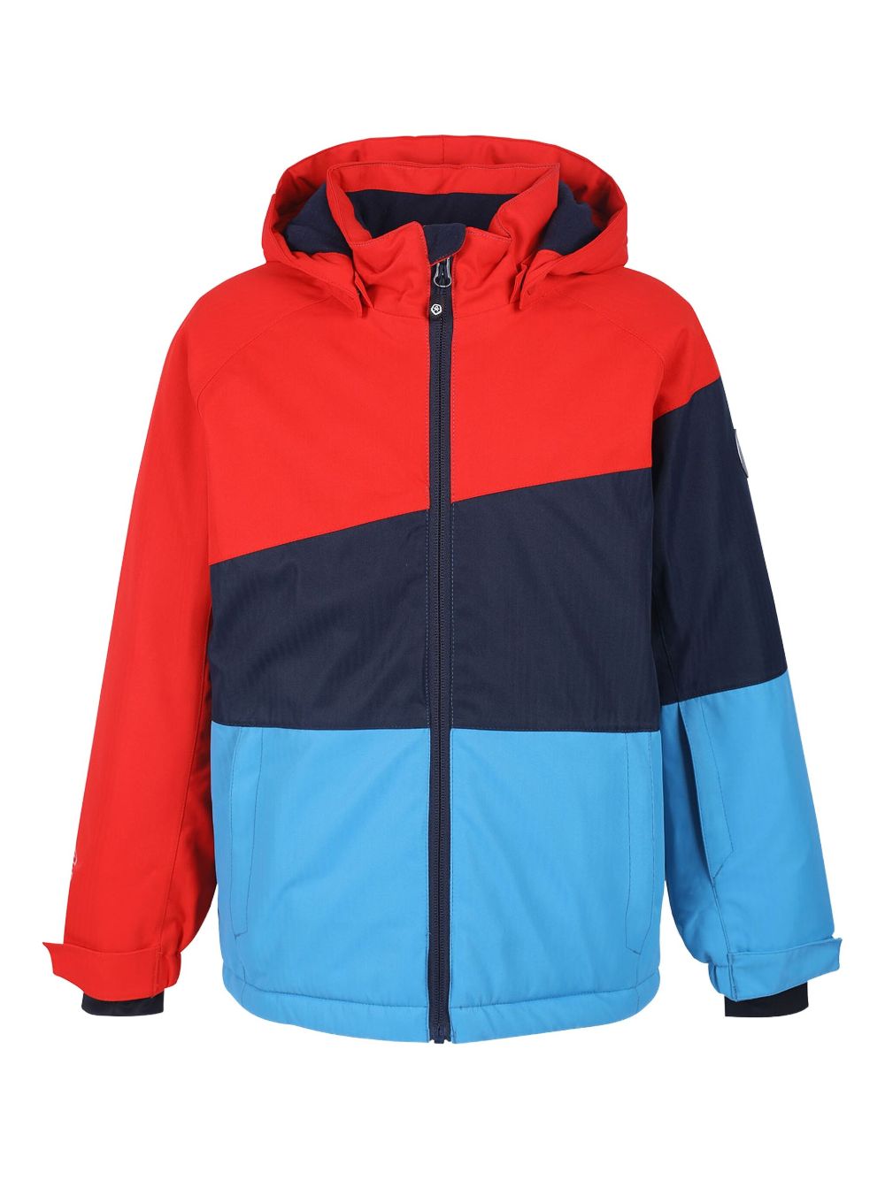 Colour-block hooded jacket - Red