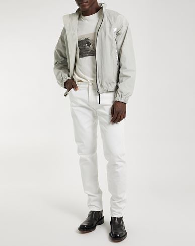 Man Jeans Ivory Size 34 Cotton, Elastane