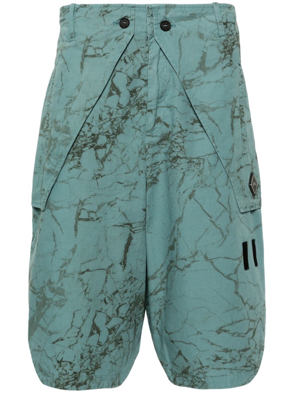 Overlay abstract-print cargo shorts - Green