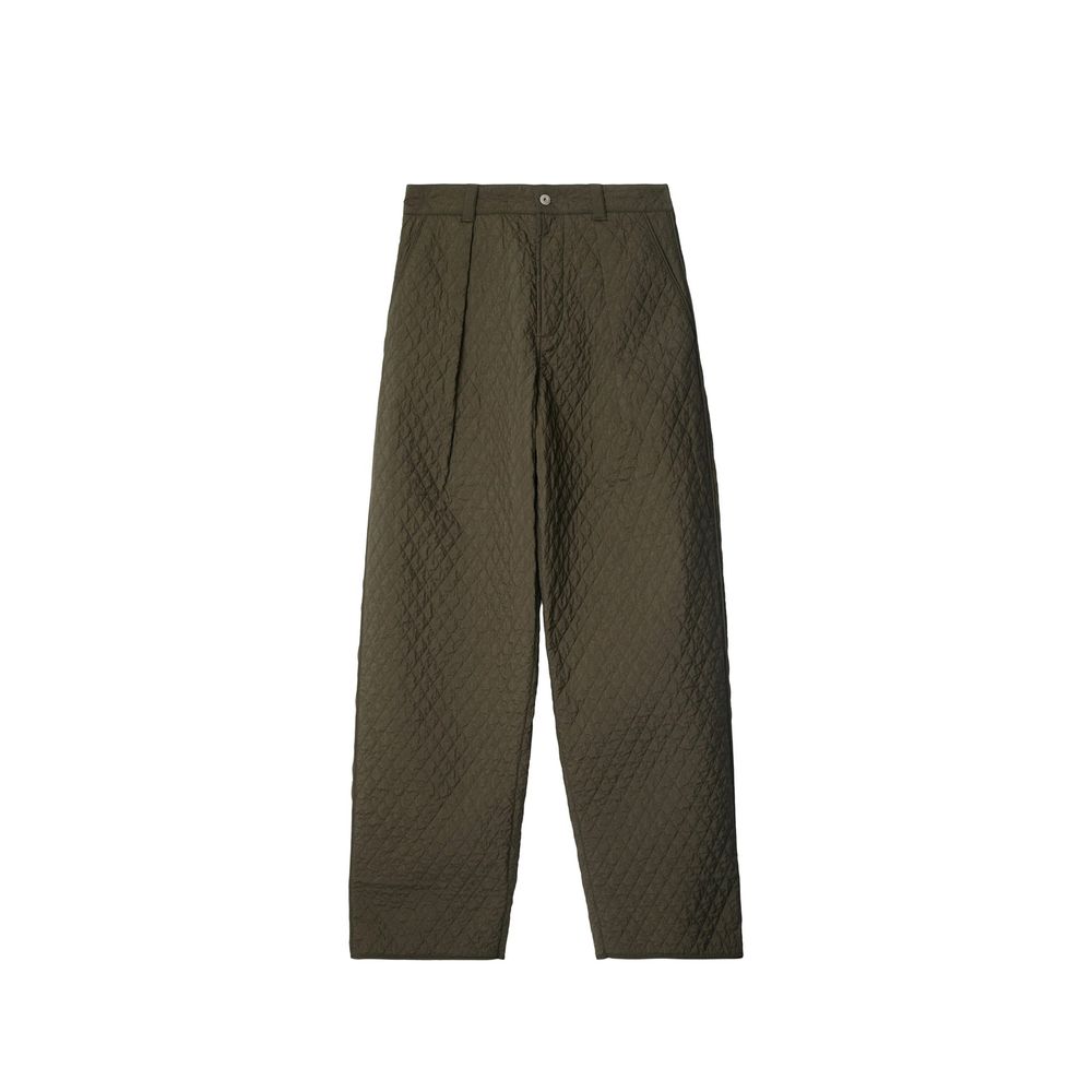 Diamond-Quilted Polyamide Trousers — Green