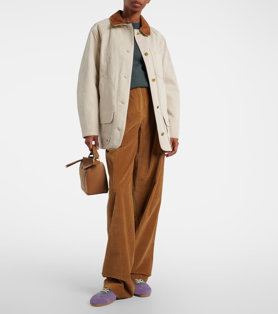 Abbas suede-trimmed cotton field jacket