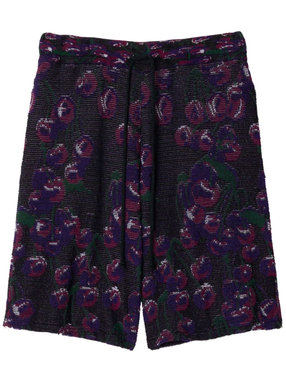 Patterned intarsia-knit cotton-blend shorts - Pink