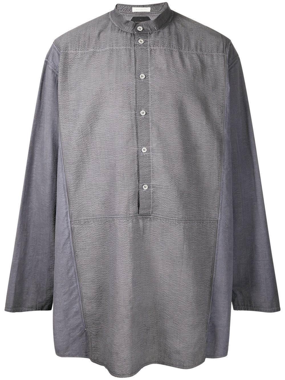 Band-collar cotton shirt - Grey