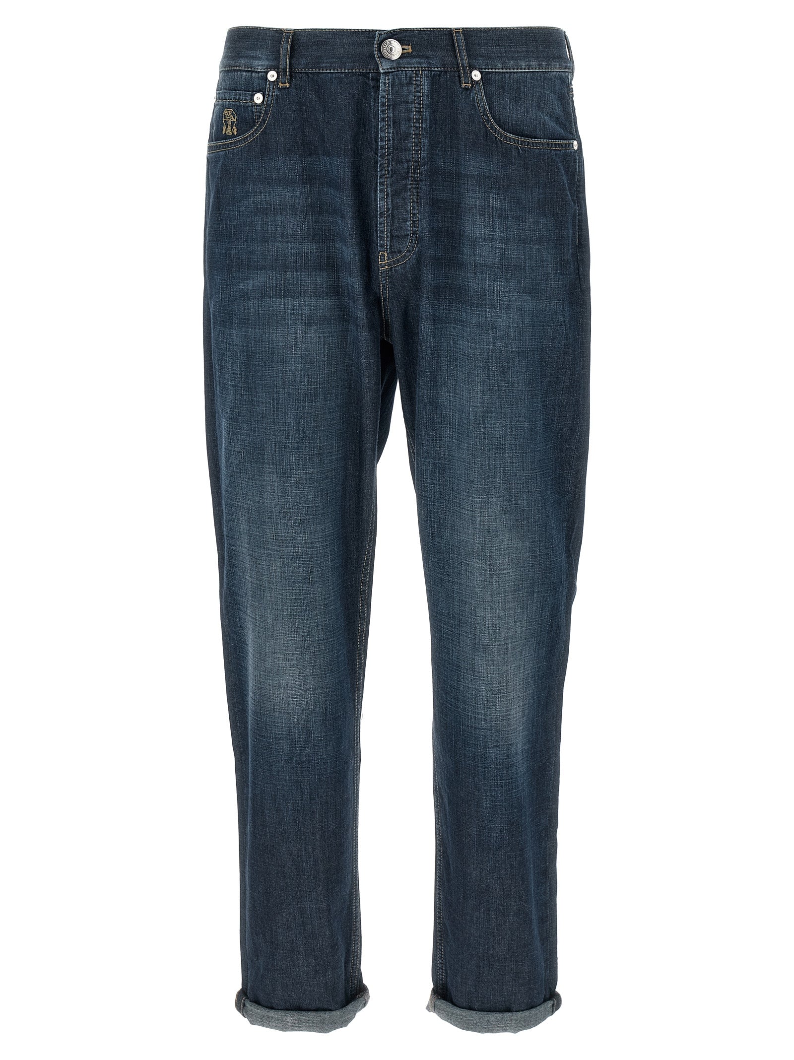 Straight-Leg Denim Jeans — Blue
