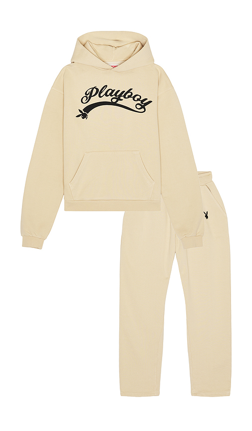 Playboy Logo Hoodie and Sweatpant Set in Red. L. Also in S, M, XL/1X