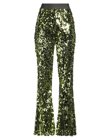 Woman Pants Lime green Size M Polyester